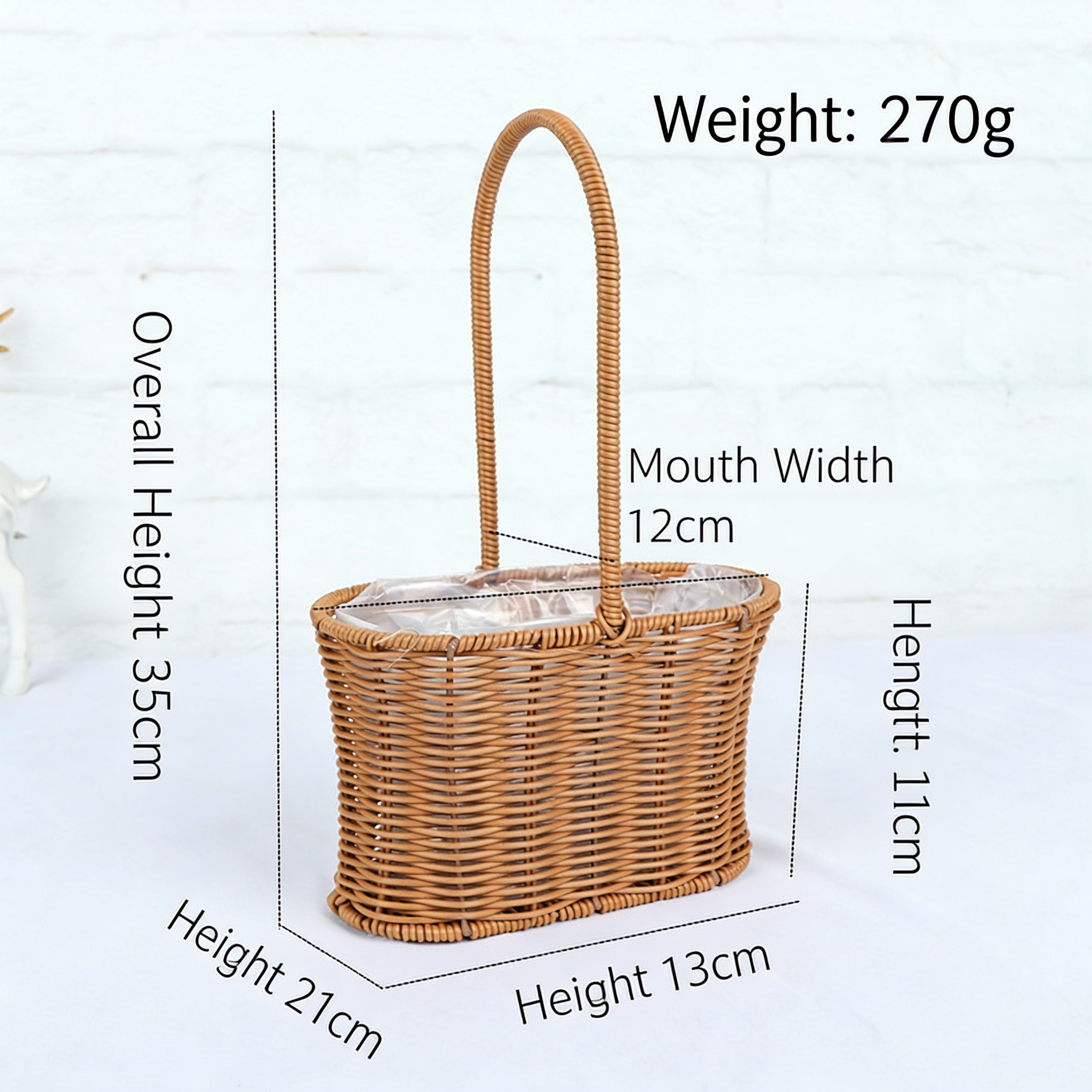 Handwoven Wicker Planter Basket with Handle: Boho Rustic Decor for Indoor Table & Outdoor Garden Display - Mia-yarnwhiper