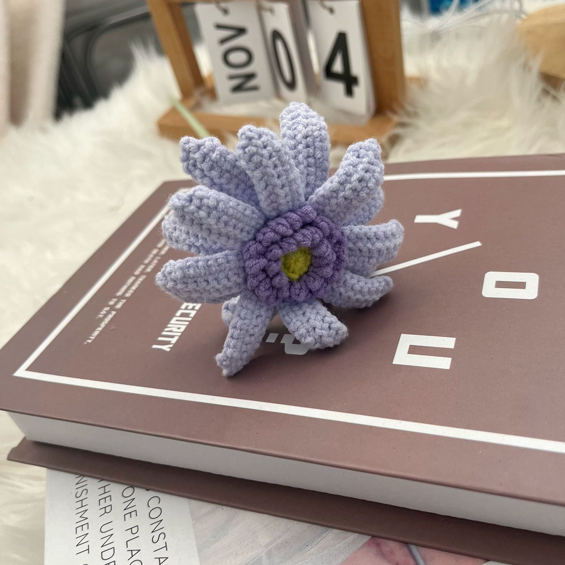 Handmade Crochet Floral Bouquet - Eternal Purple & White Flower Arrangement, Artisanal Home Decor, Desk Centerpiece, Unique Gift for Mother’s Day/Birthday | Knitted Artificial Flowers for Living Room - Mia-yarnwhiper