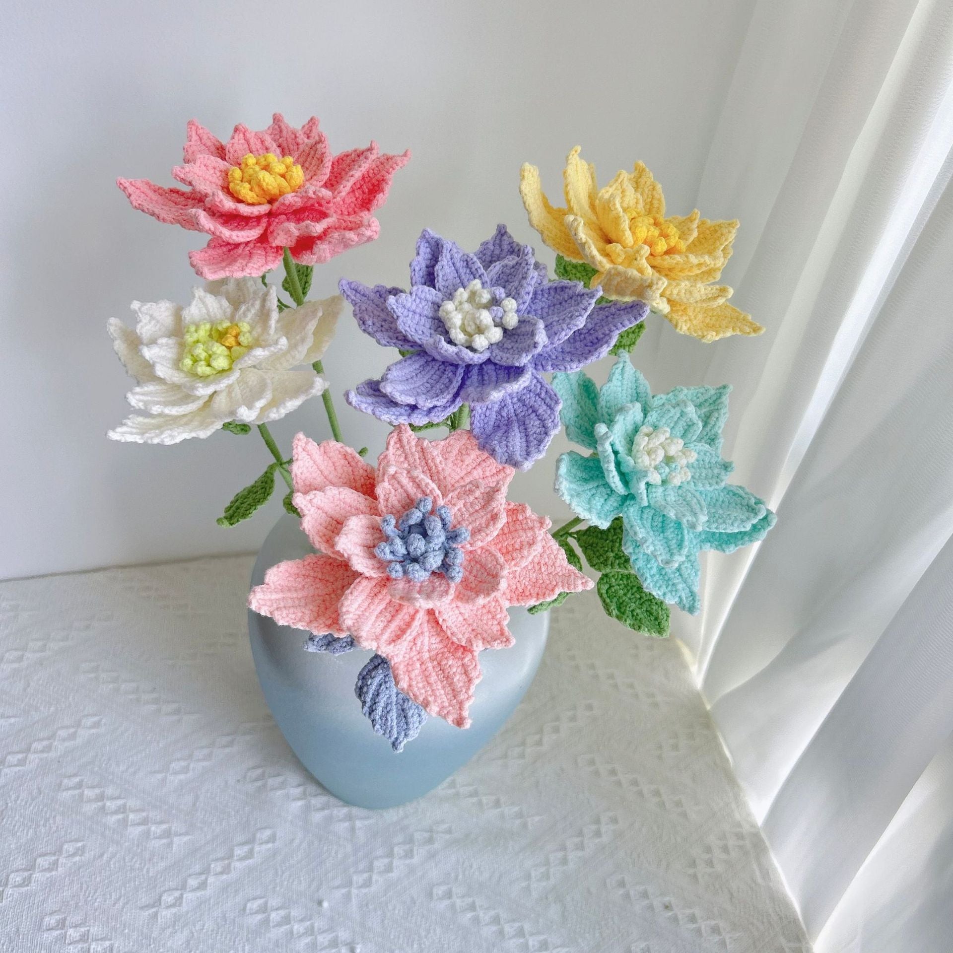 Handmade Crochet Rose Flowers | Everlasting Handicraft Bouquet for Home Decor, Desk Decor & Holiday Gifts | Durable, Allergy-Friendly Artisan Floral Decor (No Wilting!) - Mia-yarnwhiper