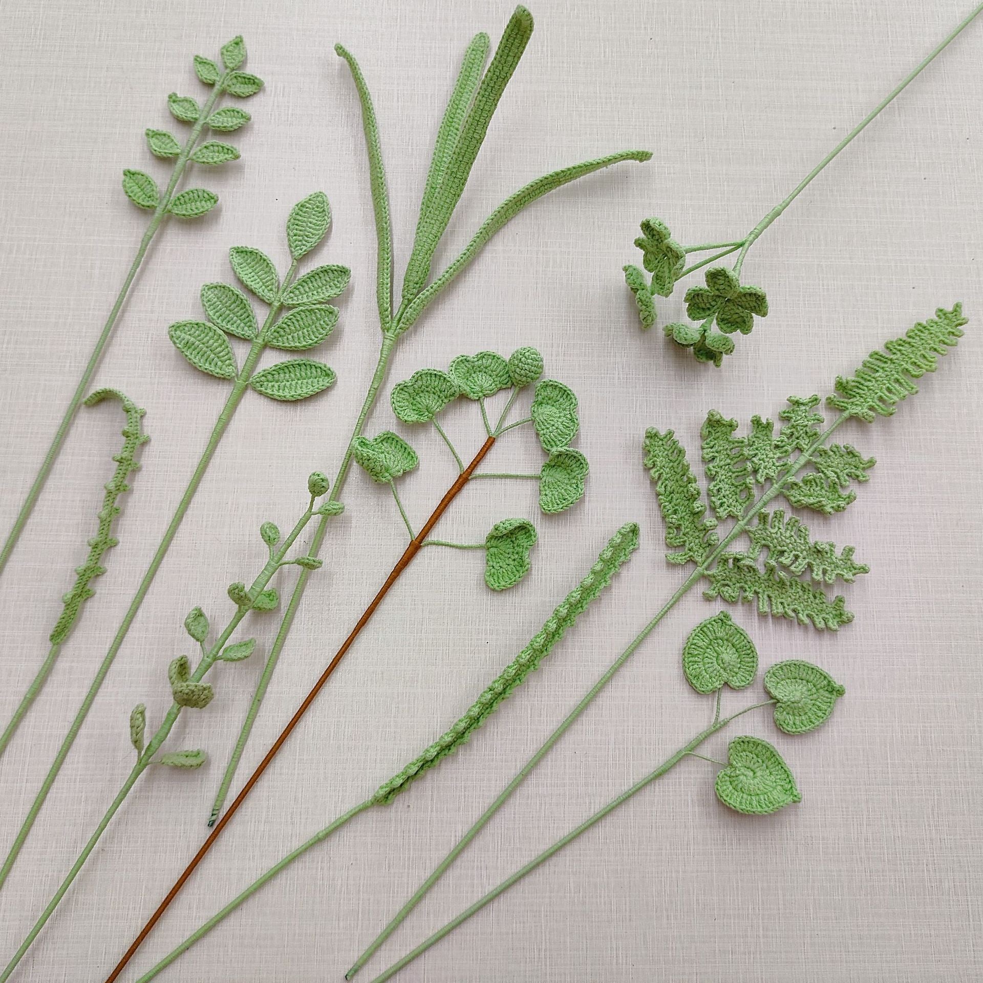 Handmade Crochet Greenery Stems: Floral Filler, Home Decor, Desk Ornament & Gift for Housewarming/Birthdays/DIY - Mia-yarnwhiper