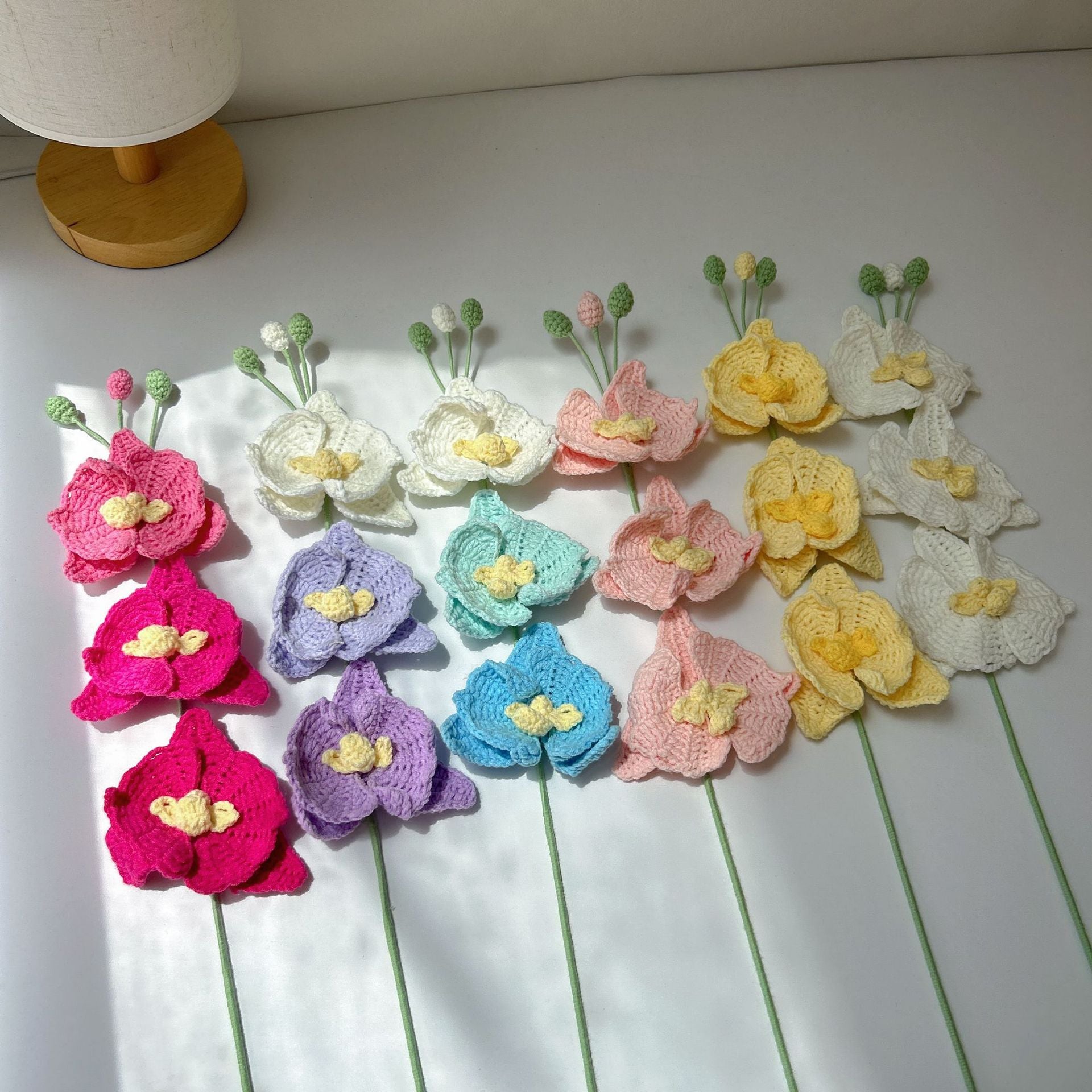 Handmade Crochet Orchid Bouquet: Elegant Home Decor, Desk Ornament & Gift for Housewarming, Birthdays & Occasions - Mia-yarnwhiper