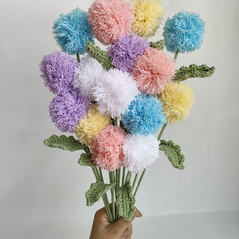 Handmade Crochet Pom Pom Chrysanthemum Bouquet: Home Decor, Desk Ornament & Gift for Housewarming, Birthdays & Occasions - Mia-yarnwhiper