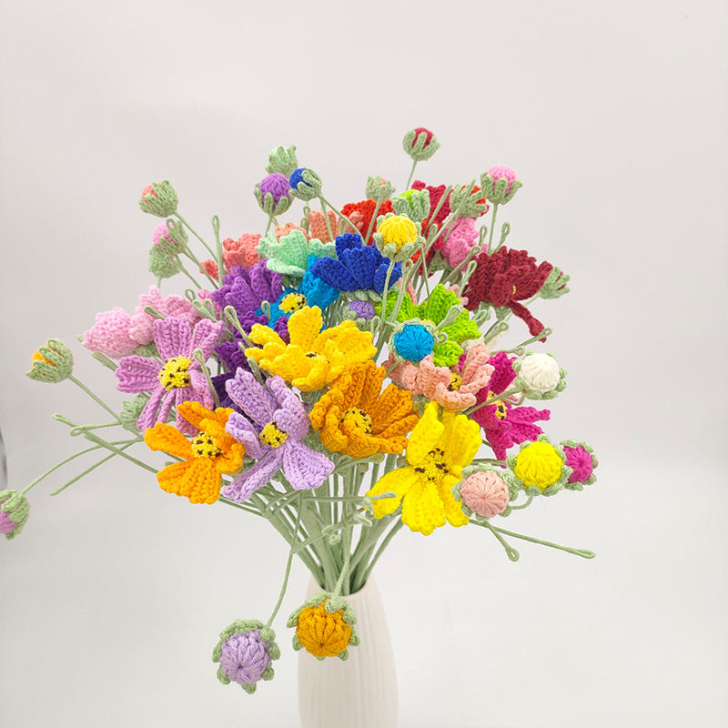 Handmade Crochet Cosmos Flower Bouquet | Eternal Handcrafted Flowers for Home Decor, Desk Decor & Holiday Gifts – Colorful Afghan Knit Floral Arrangement for Valentine’s/Mother’s Day - Mia-yarnwhiper