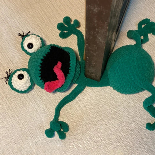 Funny Squashed Animal Crochet Door Stopper - Adorable Handmade Gecko/Frog/Santa Home Decor, Cute Functional Gift for Kids & Adults - Mia-yarnwhiper