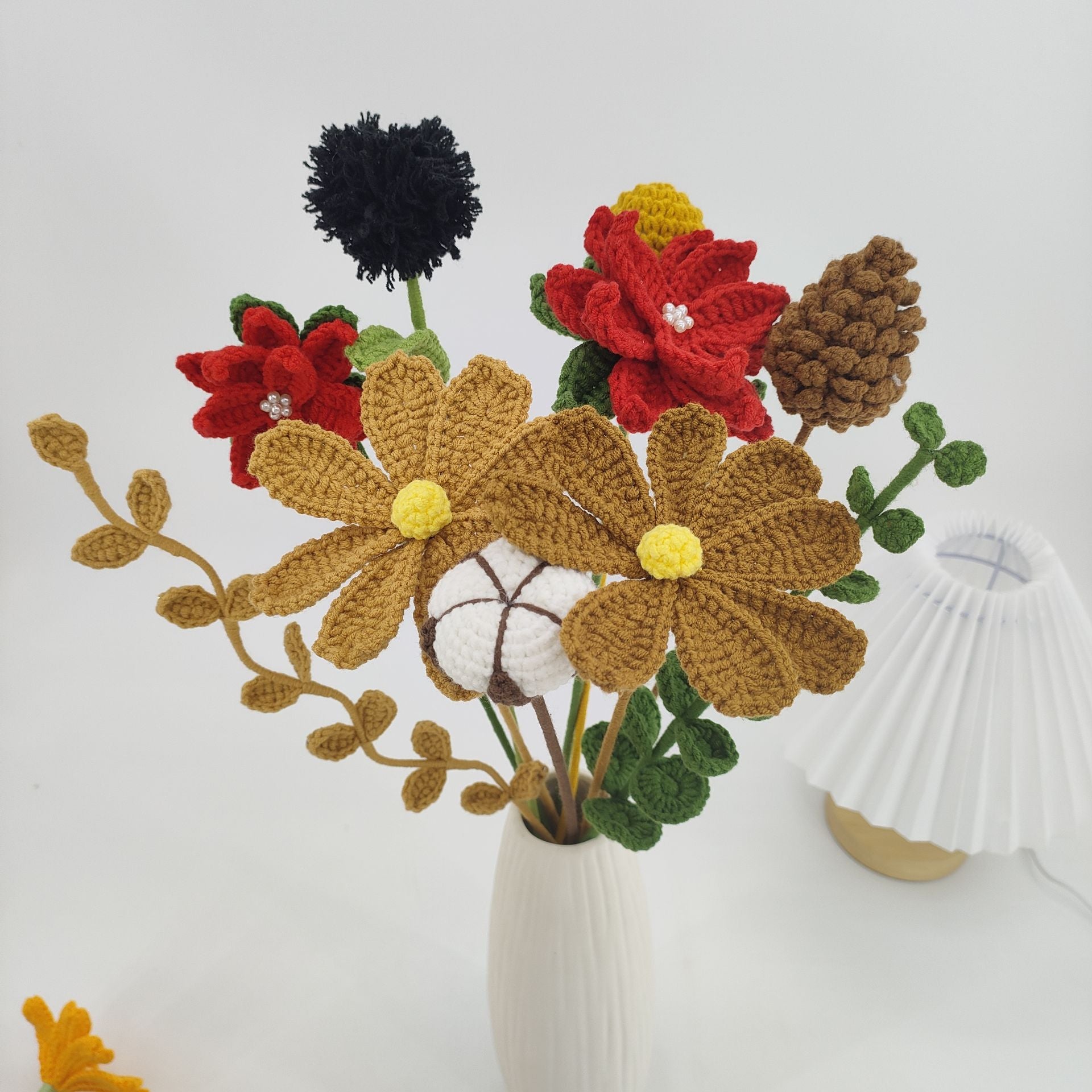 Handmade Crochet Autumn Floral Bouquet: Wilt-Proof, Hypoallergenic Gift for Holidays, Thanksgiving & Housewarming - Mia-yarnwhiper