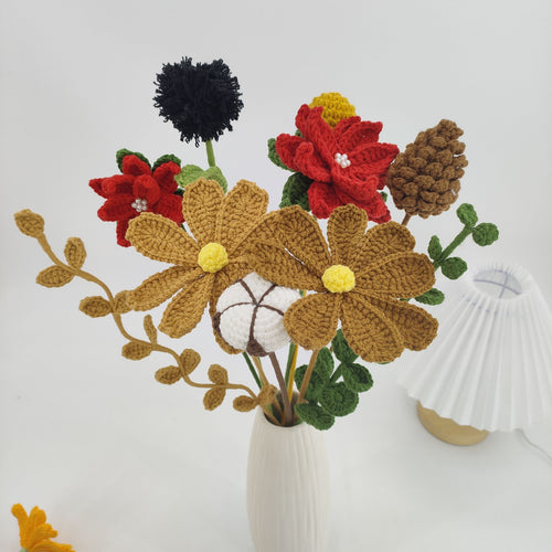 Handmade Crochet Autumn Floral Bouquet: Wilt-Proof, Hypoallergenic Gift for Holidays, Thanksgiving & Housewarming - Mia-yarnwhiper