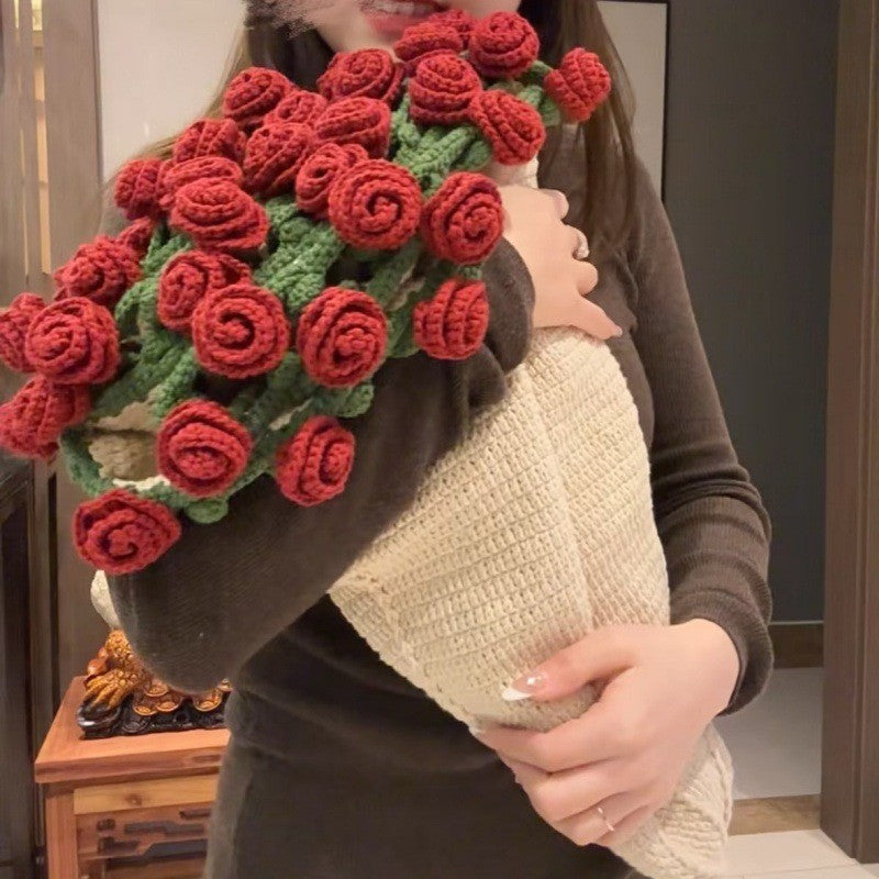 Handmade Crochet Rose Nap Blanket - Eternal Flower Decor for Home & Desk | Handcrafted Cozy Throw, Holiday Gift & Tabletop Decor - Mia-yarnwhiper