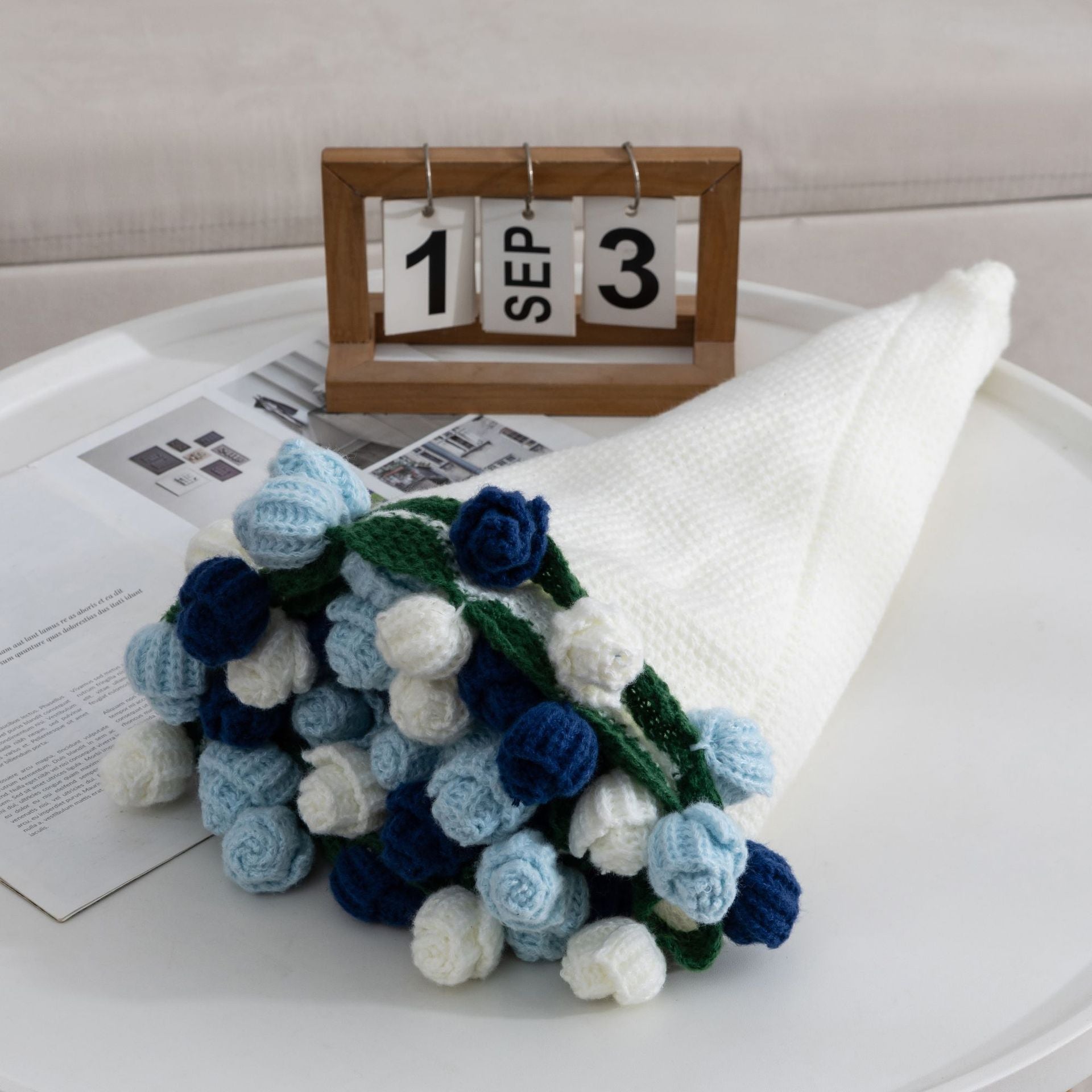 Handmade Crochet Rose Nap Blanket - Eternal Flower Decor for Home & Desk | Handcrafted Cozy Throw, Holiday Gift & Tabletop Decor - Mia-yarnwhiper