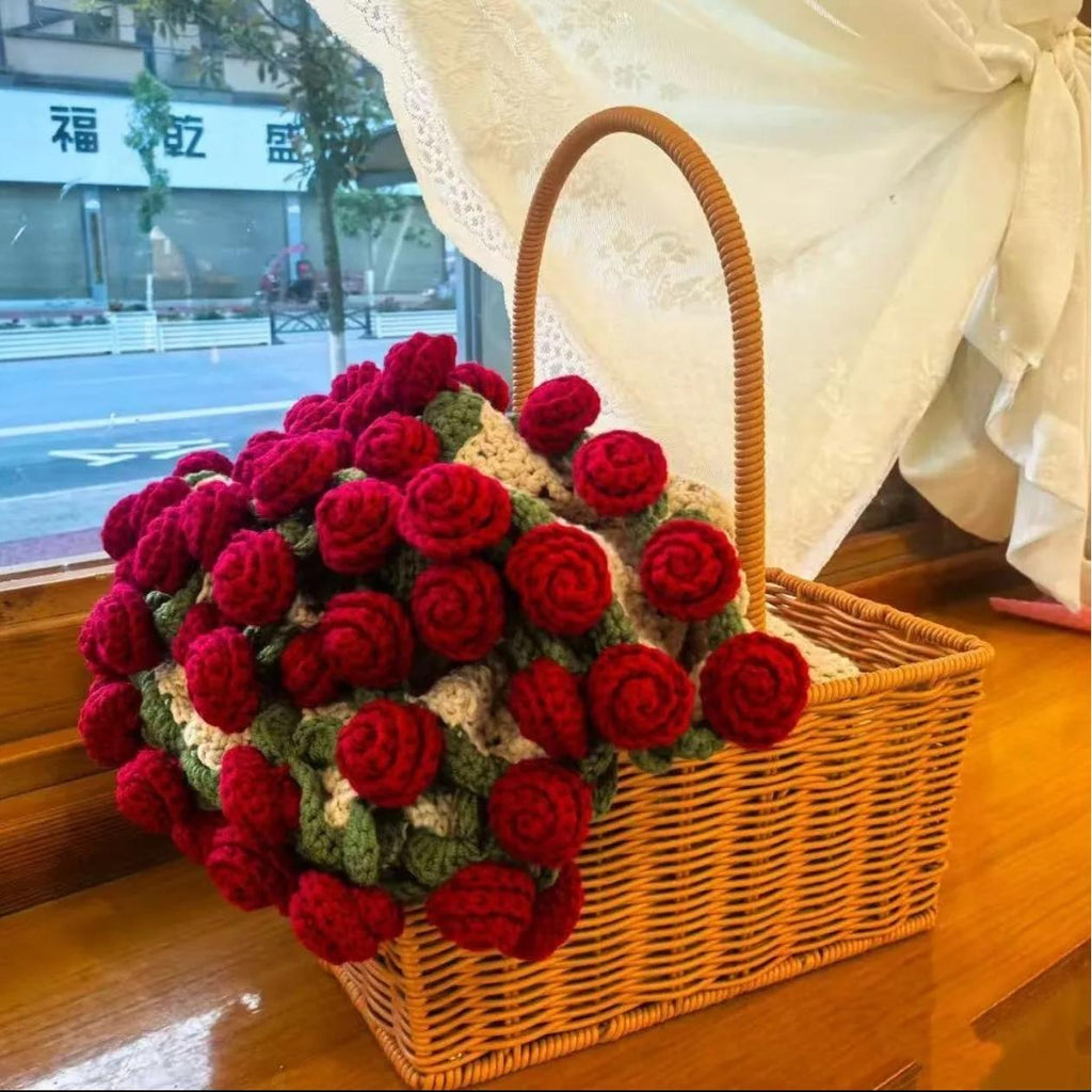 Handmade Crochet Rose Nap Blanket - Eternal Flower Decor for Home & Desk | Handcrafted Cozy Throw, Holiday Gift & Tabletop Decor - Mia-yarnwhiper