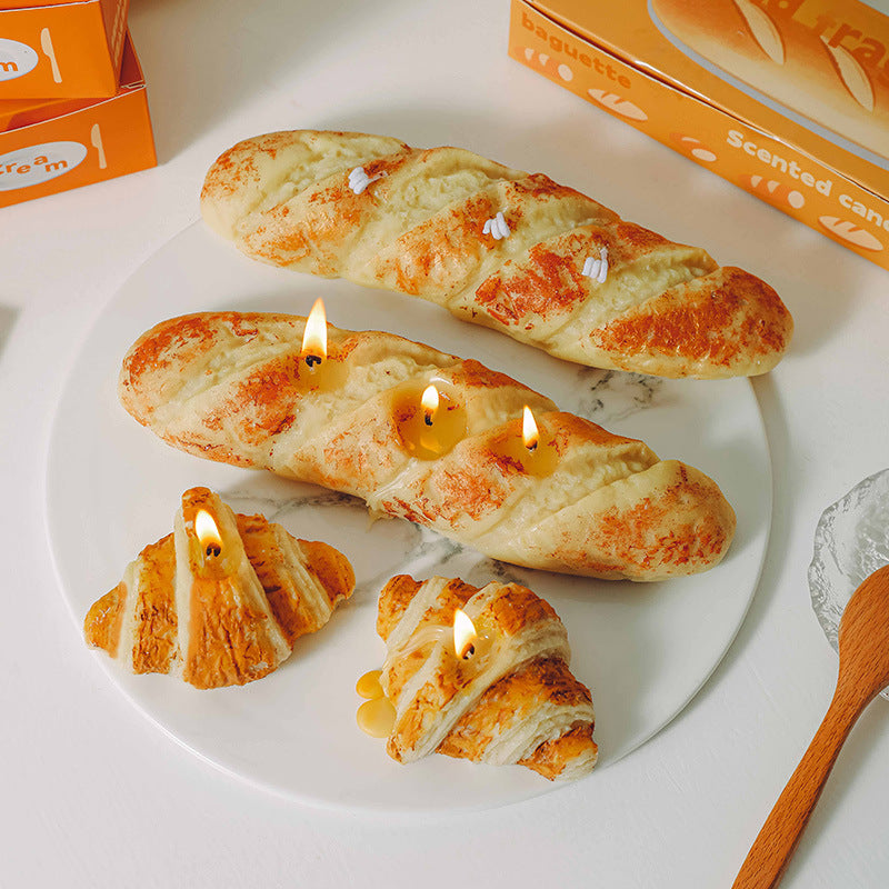 Baguette Candle: 3-Wick Beeswax Bread Scented Candle / French Bread Candle / Artisan Decor / Realistic Food Candle / Handmade gifts - Mia-yarnwhiper