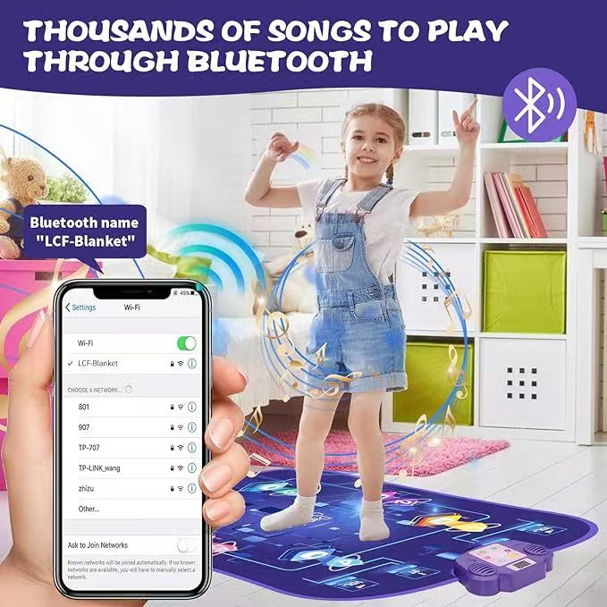 Merach Dance Mat Bluetooth Electronic Dance Pad with Light-up 6-Button 8-Button Built-in Music Dance Game Toy Gift for Kids Girls Boys 3-12 Years Old Portable Play - Mia-yarnwhiper