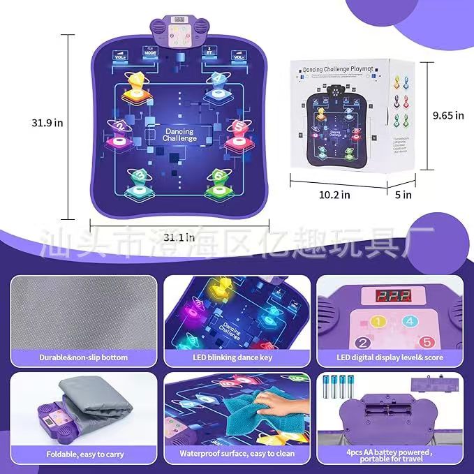 Merach Dance Mat Bluetooth Electronic Dance Pad with Light-up 6-Button 8-Button Built-in Music Dance Game Toy Gift for Kids Girls Boys 3-12 Years Old Portable Play - Mia-yarnwhiper
