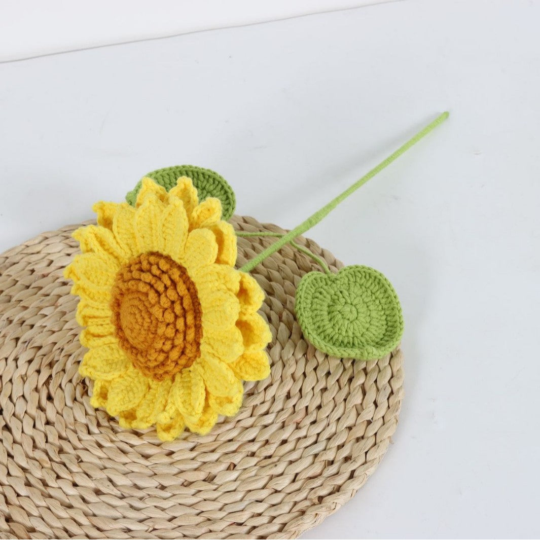Handmade Crochet Sunflower & Rose Bouquet: Hypoallergenic No-Wilt Gift for Home/Desk, Holidays & Mother’s Day - Mia-yarnwhiper