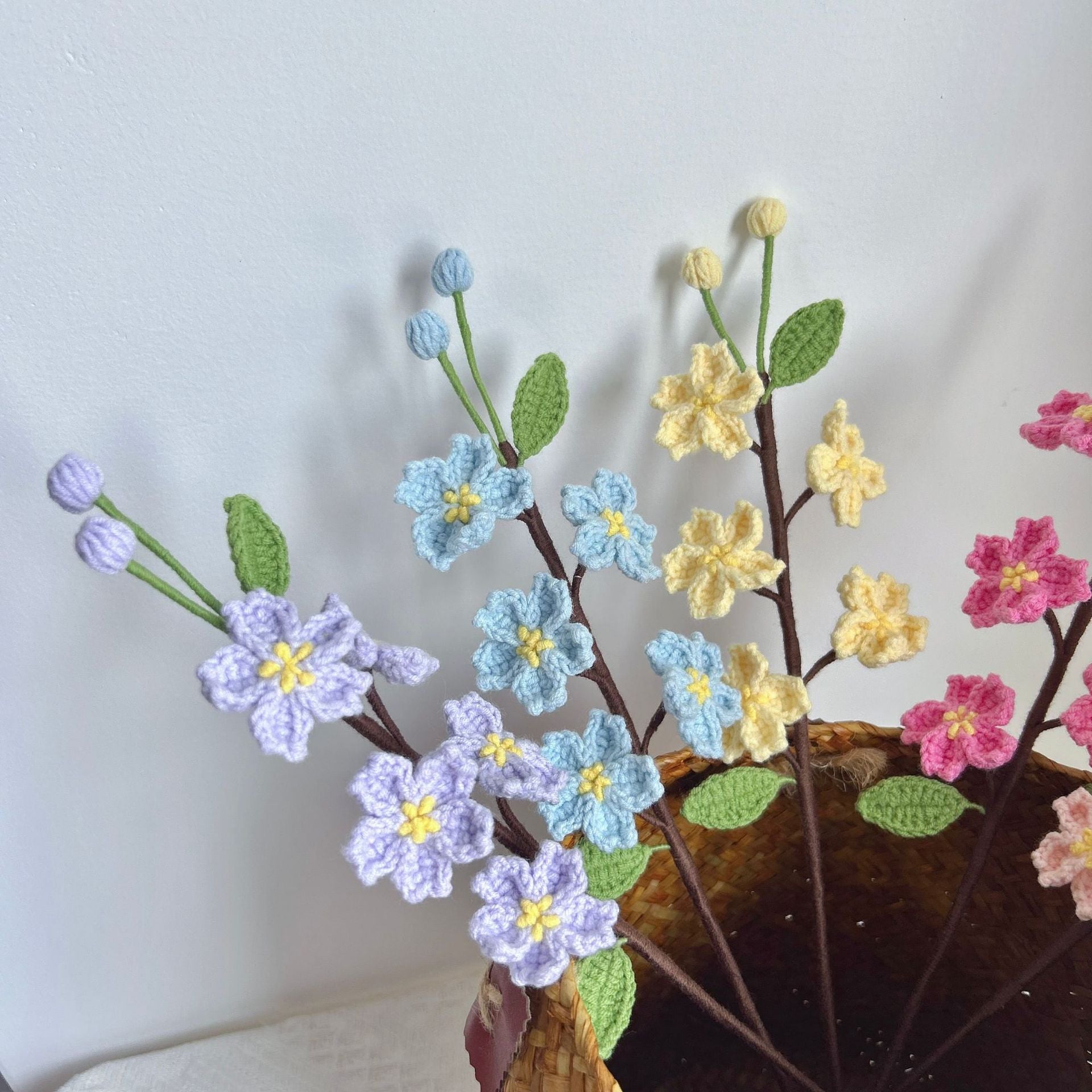 Handmade Crochet Cherry Blossom Bouquet – Permanent Floral Home Decor, Desk Ornament & Unique Handcrafted Gift | Lifelike Sakura Flowers for Room Decor, Housewarming, Birthdays & All Occasions - Mia-yarnwhiper