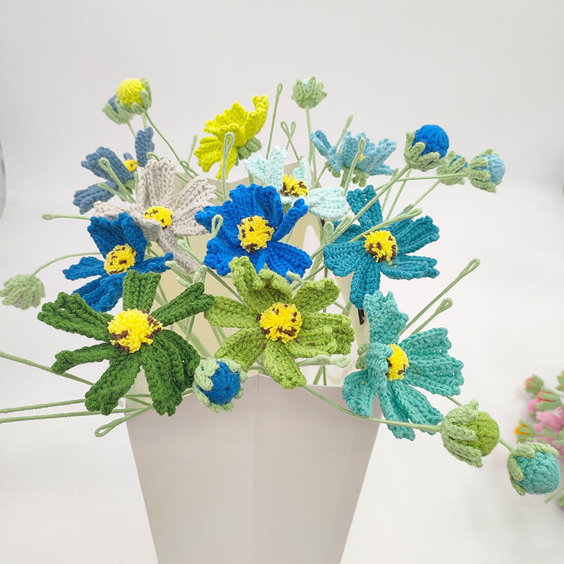 Handmade Crochet Cosmos Flower Bouquet | Eternal Handcrafted Flowers for Home Decor, Desk Decor & Holiday Gifts – Colorful Afghan Knit Floral Arrangement for Valentine’s/Mother’s Day - Mia-yarnwhiper