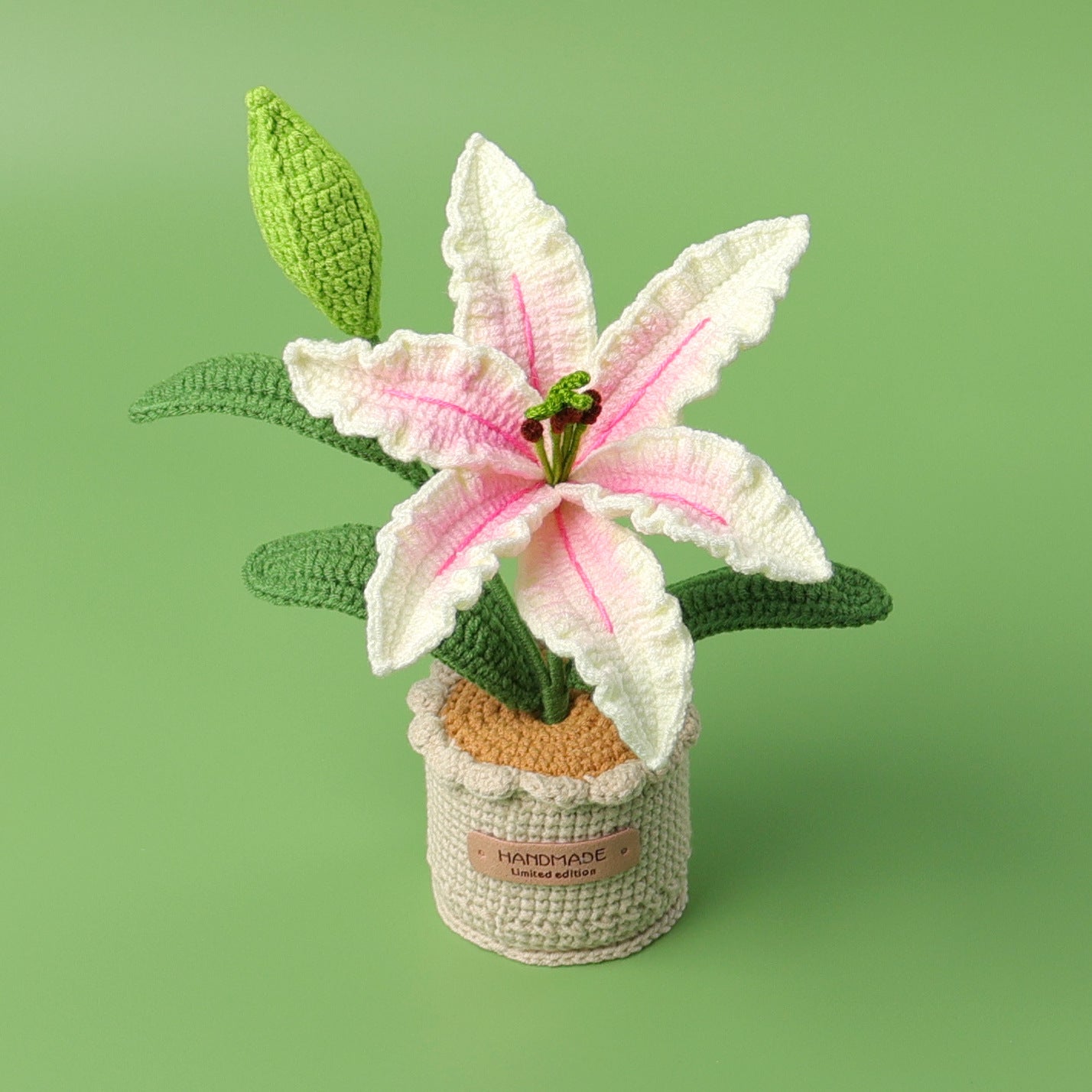 Handmade Crochet Lily: Potted Desk Decor for Home/Office & Gift for Mother’s Day/Valentine’s Day - Mia-yarnwhiper