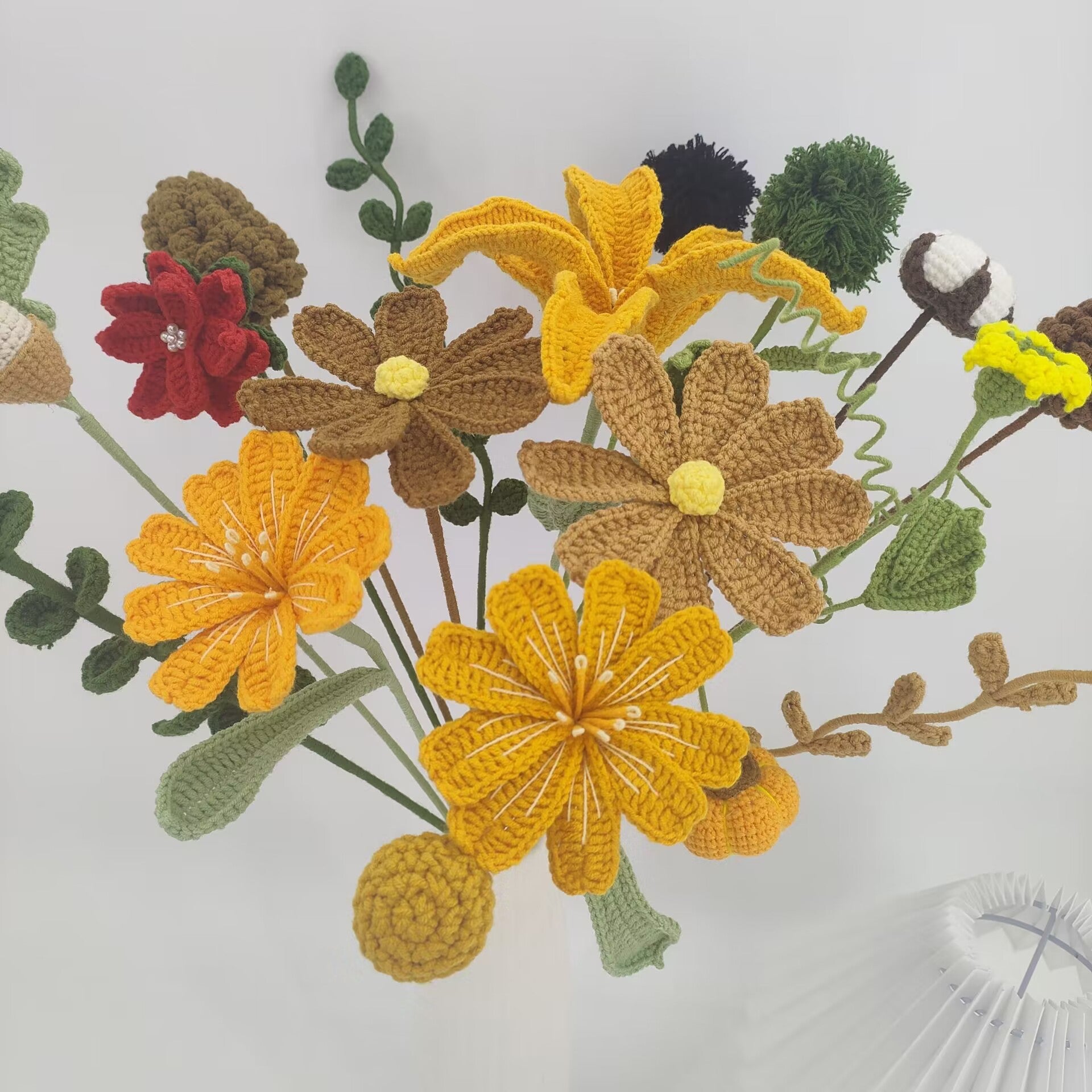 Handmade Crochet Autumn Floral Bouquet: Wilt-Proof, Hypoallergenic Gift for Holidays, Thanksgiving & Housewarming - Mia-yarnwhiper