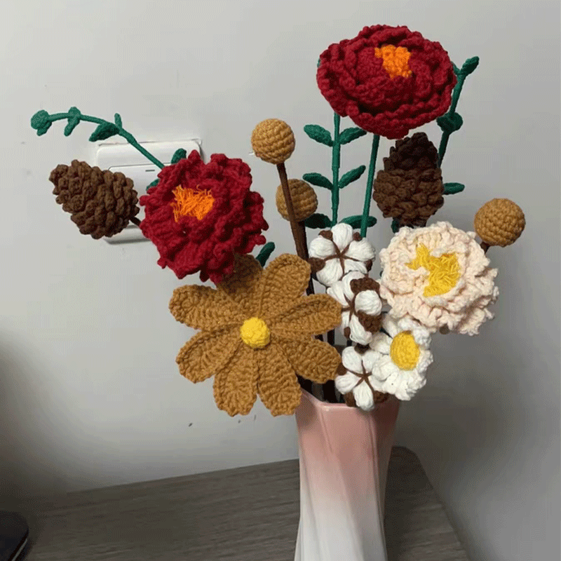 Handmade Crochet Floral Bouquet: Wilt-Proof Eternal Flowers, Home Decor, Hypoallergenic Gift for Holidays & Occasions - Mia-yarnwhiper