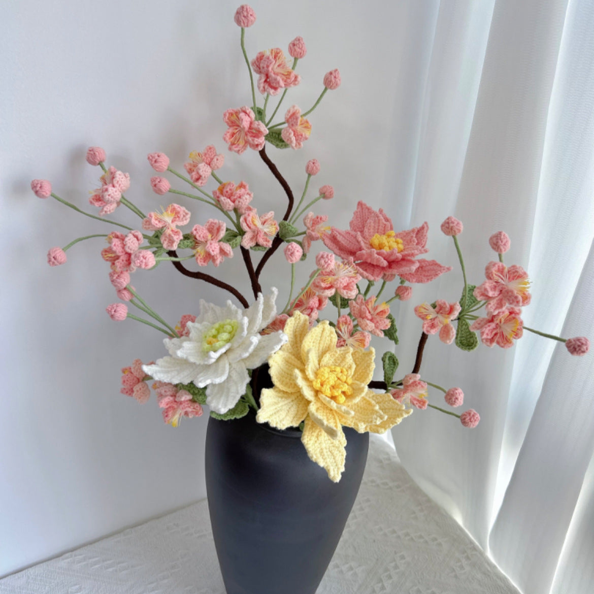 Handmade Crochet Rose Flowers | Everlasting Handicraft Bouquet for Home Decor, Desk Decor & Holiday Gifts | Durable, Allergy-Friendly Artisan Floral Decor (No Wilting!) - Mia-yarnwhiper