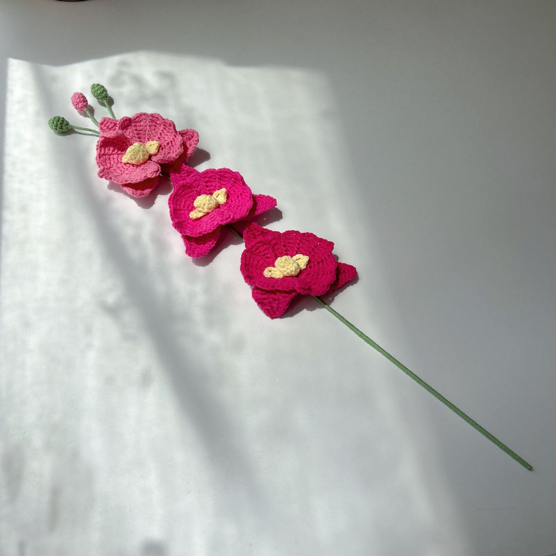 Handmade Crochet Orchid Bouquet: Elegant Home Decor, Desk Ornament & Gift for Housewarming, Birthdays & Occasions - Mia-yarnwhiper