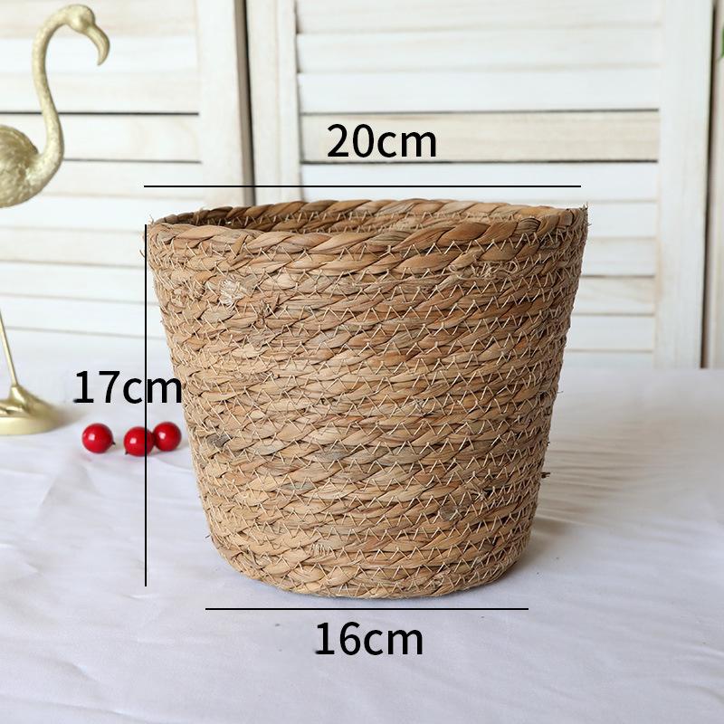 Handwoven Natural Fiber Planter Basket: Rustic Boho Decor for Indoor Table & Outdoor Garden Farmhouse Accent - Mia-yarnwhiper