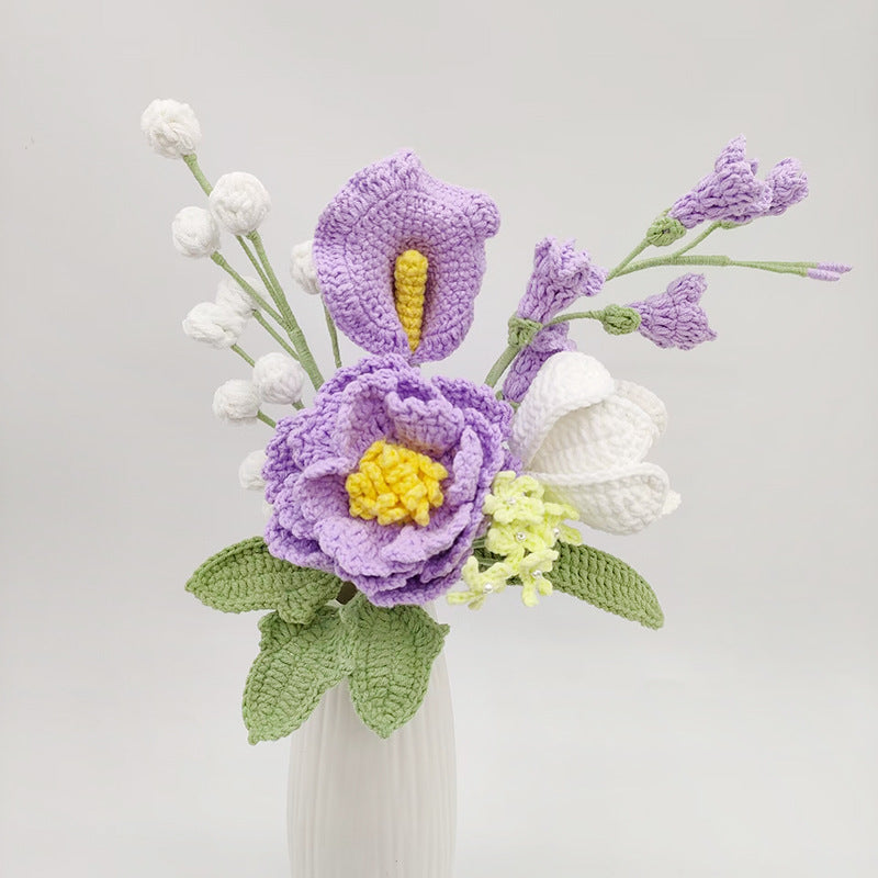 Handmade Crochet Blue & White Bouquet: Wilt-Proof, Hypoallergenic Gift for Home Decor, Weddings & Holidays - Mia-yarnwhiper