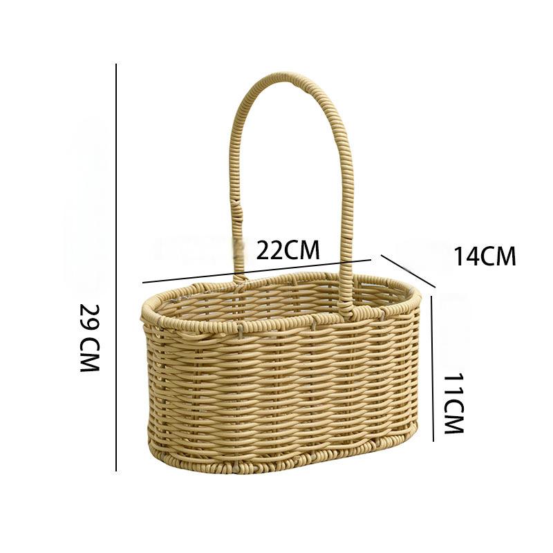 Handwoven Wicker Planter Basket with Handle: Boho Rustic Decor for Indoor Table & Outdoor Garden Display - Mia-yarnwhiper