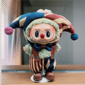 Cute Clown Outfit for 1/2/3 Gen Vinyl Dolls 17cm(Doll Not Included) - Handmade Crochet Jester Clothes, Soft Plush Costume with Hat & Bow, Doll Accessory Gift - Mia-yarnwhiper