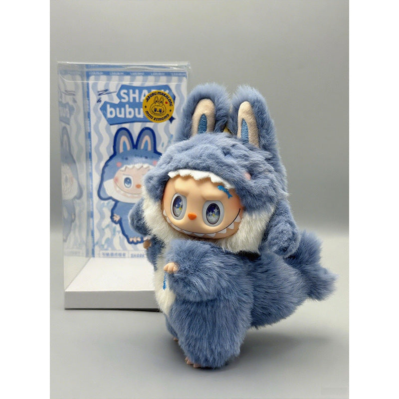 15-17cm Vinyl Doll Shark Costume (Doll Not Included) - Handmade Fluffy Bunny Ear Outfit for 1/2/3 Gen Dolls, Cute Furry Doll Clothing Accessory - Mia-yarnwhiper