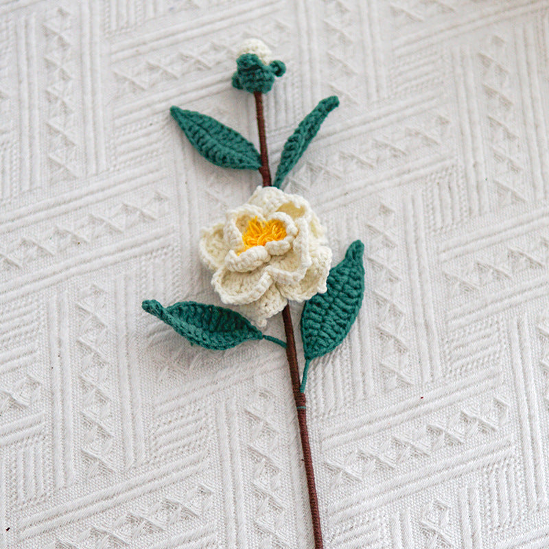 Handmade Crochet Camellia Bouquet | Eternal Handcrafted Floral Decor for Home & Desk, Perfect Holiday Gift – Multi-Color Knit Camellia Arrangement for Valentine’s/Mother’s Day - Mia-yarnwhiper