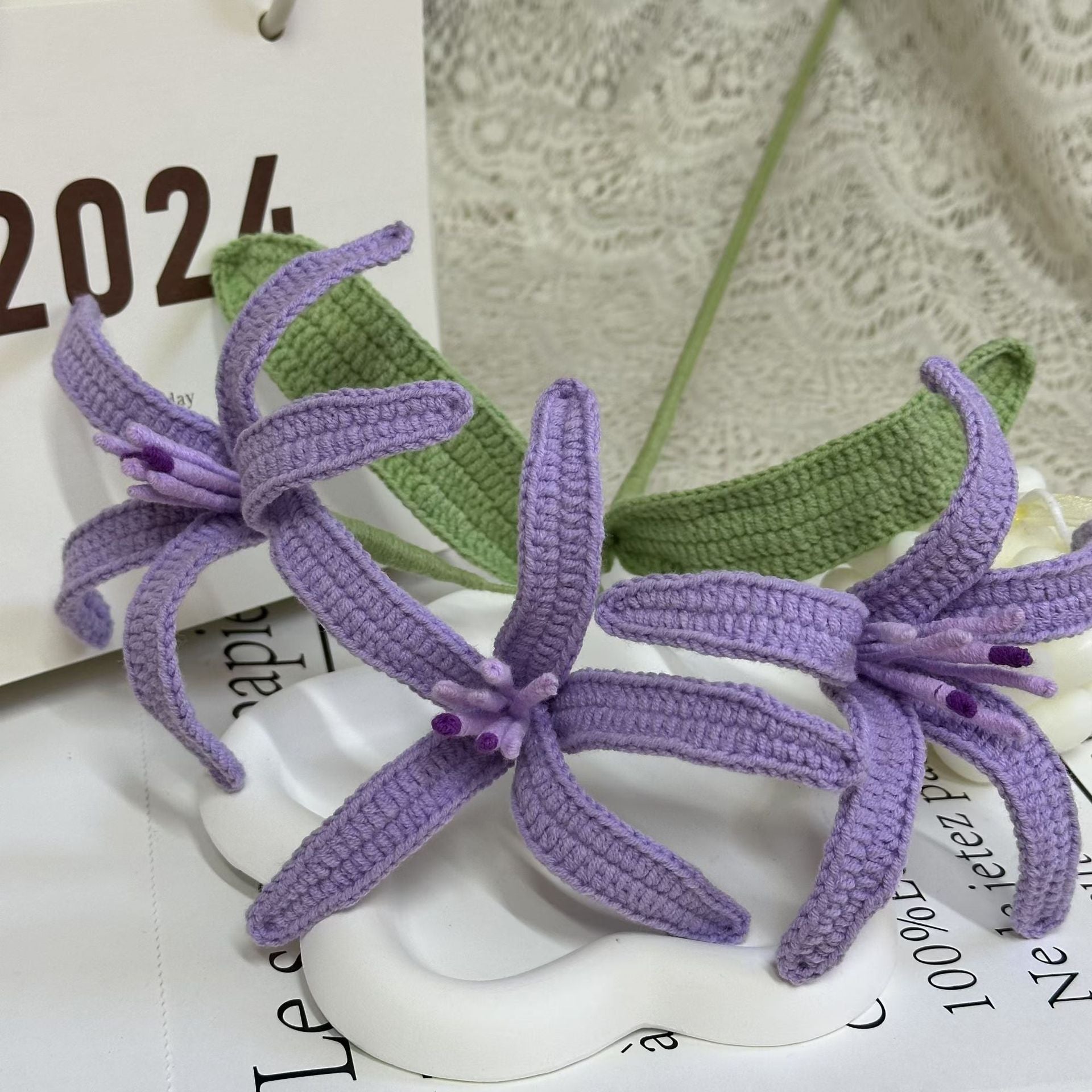 Handmade Crochet Flower Bouquet Assortment | Eternal Handcrafted Floral Decor for Home & Desk, Perfect Holiday Gift – Colorful Knit Flowers (Lily/Clematis/Cosmos) for Valentine’s/Mother’s Day - Mia-yarnwhiper