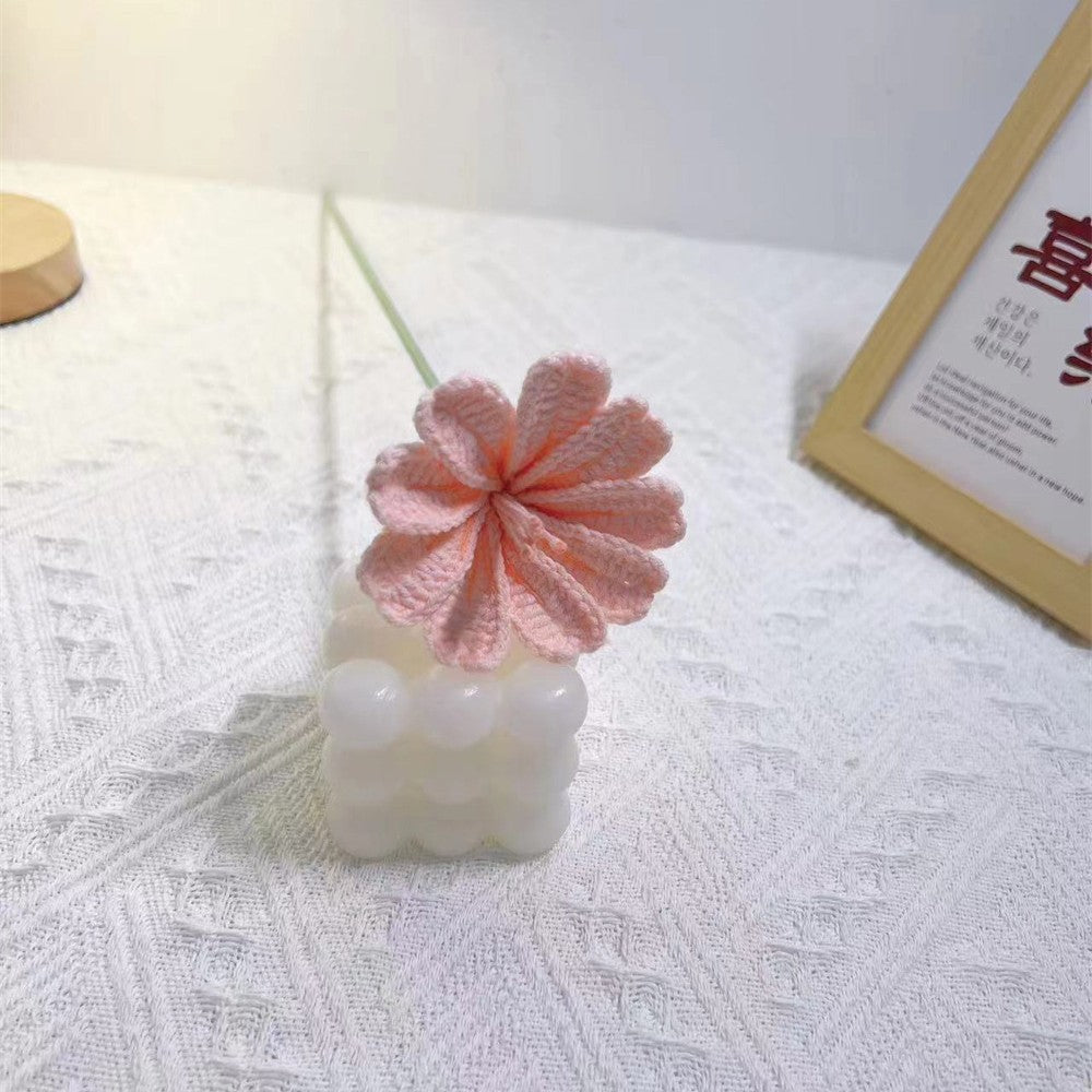 Handmade Crochet Lewisia Flower Bouquet | Eternal Handcrafted Floral Decor for Home & Desk, Perfect Holiday Gift – Pastel Pink/Blue Knit Bloom Arrangement for Valentine’s/Mother’s Day - Mia-yarnwhiper