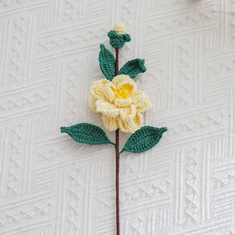 Handmade Crochet Camellia Bouquet | Eternal Handcrafted Floral Decor for Home & Desk, Perfect Holiday Gift – Multi-Color Knit Camellia Arrangement for Valentine’s/Mother’s Day - Mia-yarnwhiper