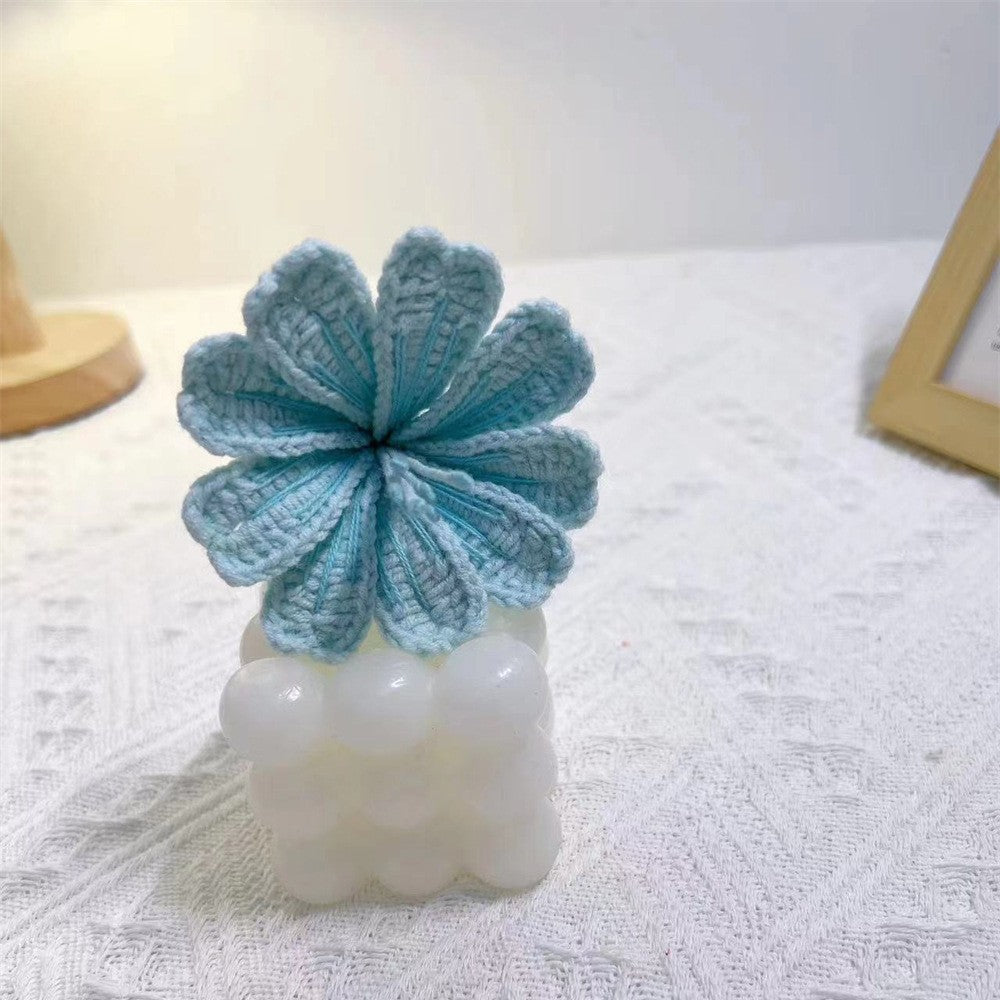 Handmade Crochet Lewisia Flower Bouquet | Eternal Handcrafted Floral Decor for Home & Desk, Perfect Holiday Gift – Pastel Pink/Blue Knit Bloom Arrangement for Valentine’s/Mother’s Day - Mia-yarnwhiper