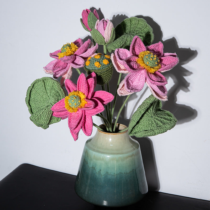 Handmade Crochet Lotus Bouquet: Hypoallergenic Wilt-Proof Florals, Home Decor & Gift for Holidays & Occasions - Mia-yarnwhiper