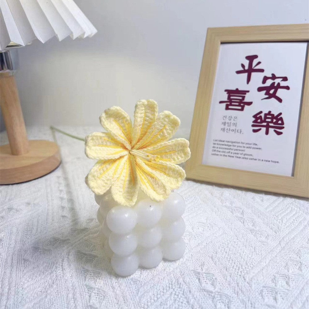 Handmade Crochet Lewisia Flower Bouquet | Eternal Handcrafted Floral Decor for Home & Desk, Perfect Holiday Gift – Pastel Pink/Blue Knit Bloom Arrangement for Valentine’s/Mother’s Day - Mia-yarnwhiper