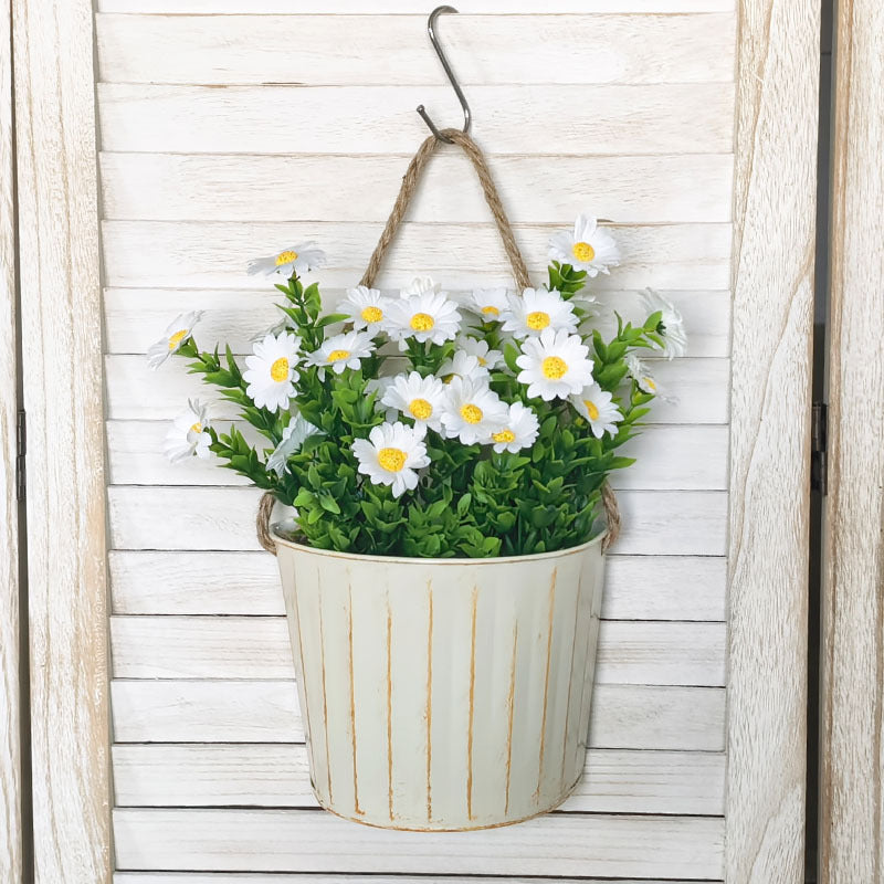 Vintage Hanging Metal Planter – Rustic Home & Patio Decor | Distressed Farmhouse Flower Pot Holder, Perfect for Indoor Wall Decor & Outdoor Garden Display, Charming Cottagecore Accent - Mia-yarnwhiper