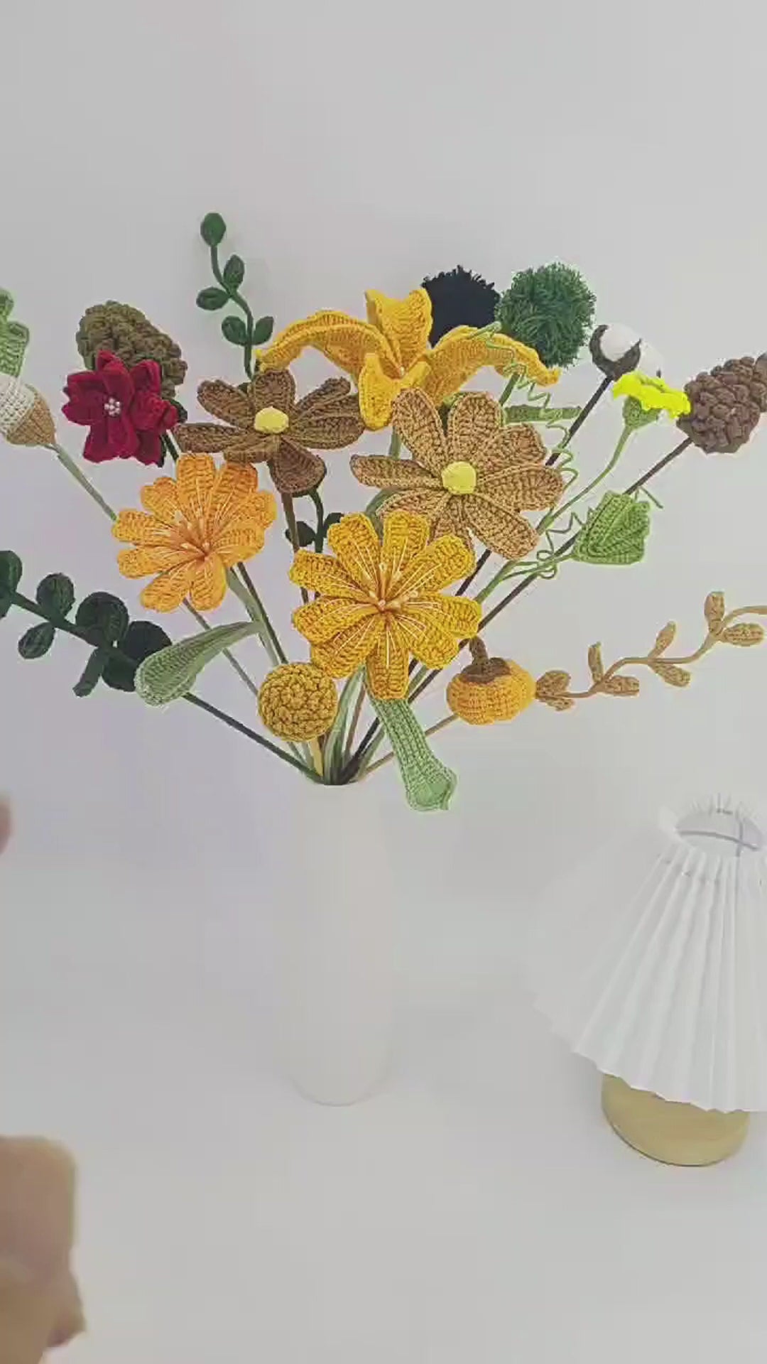 Handmade Crochet Autumn Floral Bouquet: Wilt-Proof, Hypoallergenic Gift for Holidays, Thanksgiving & Housewarming